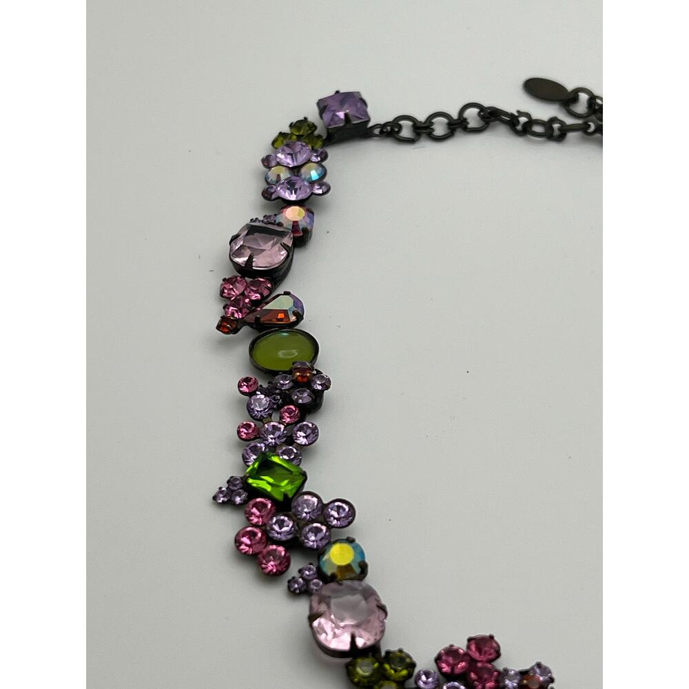 Vintage Sorelli Fresh Flowers Swarovski Crystal Necklace brass colored metal - Picture 5 of 10